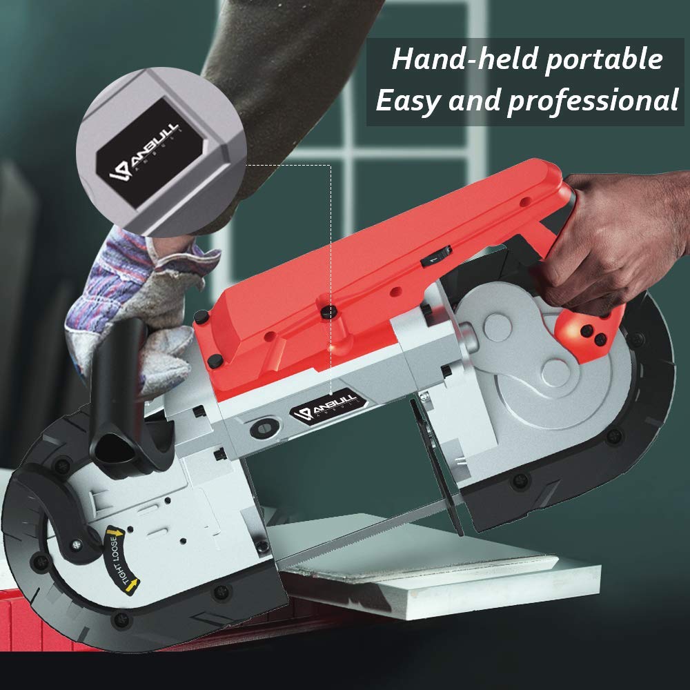 Anbull Portable Band Saw with Upgraded Removable Alloy Steel Base, 45°-90° Metal Cutting, 10A 1100W Motor, 5-inch Deep Cut, with .025-by-44-7/8-Inch Anbull