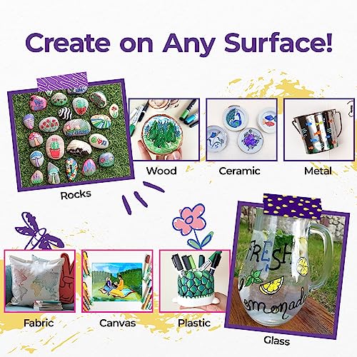 PINTAR Glitter Pens for Adults and Kids - Glitter Stylus Pens Fine Point - Fine Tip Paint Pens - Acrylic Glitter Markers - Acrylic Paint Pens for PINTAR