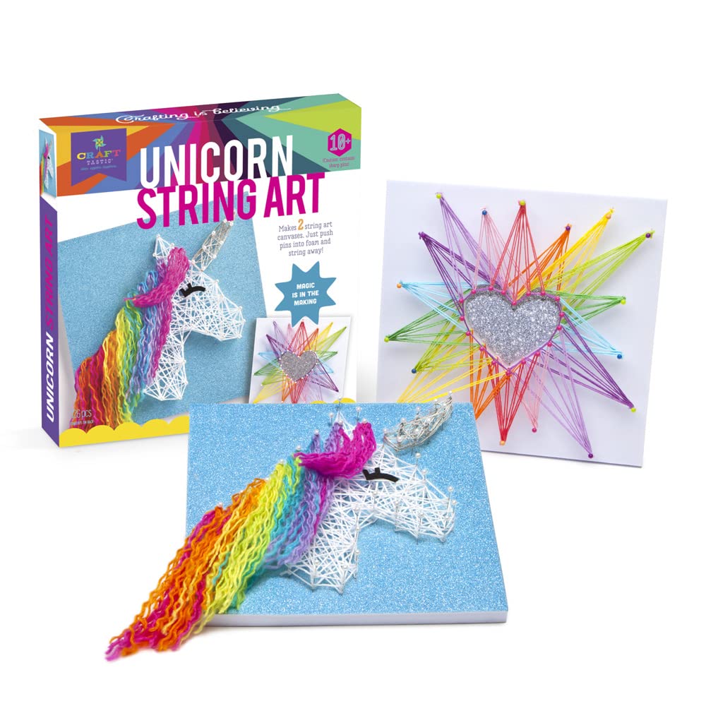 Craft-tastic – String Art – Craft Kit Makes 2 Large Canvases – Unicorn Edition Craft-tastic