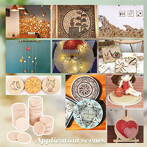 OLYCRAFT 50pcs 1.6 inch Natural Wood Slices 0.2" Unfinished Wooden Circles Blank Natural Wood Circle Round Cutouts Thick Wood Discs Chip for DIY OLYCRAFT