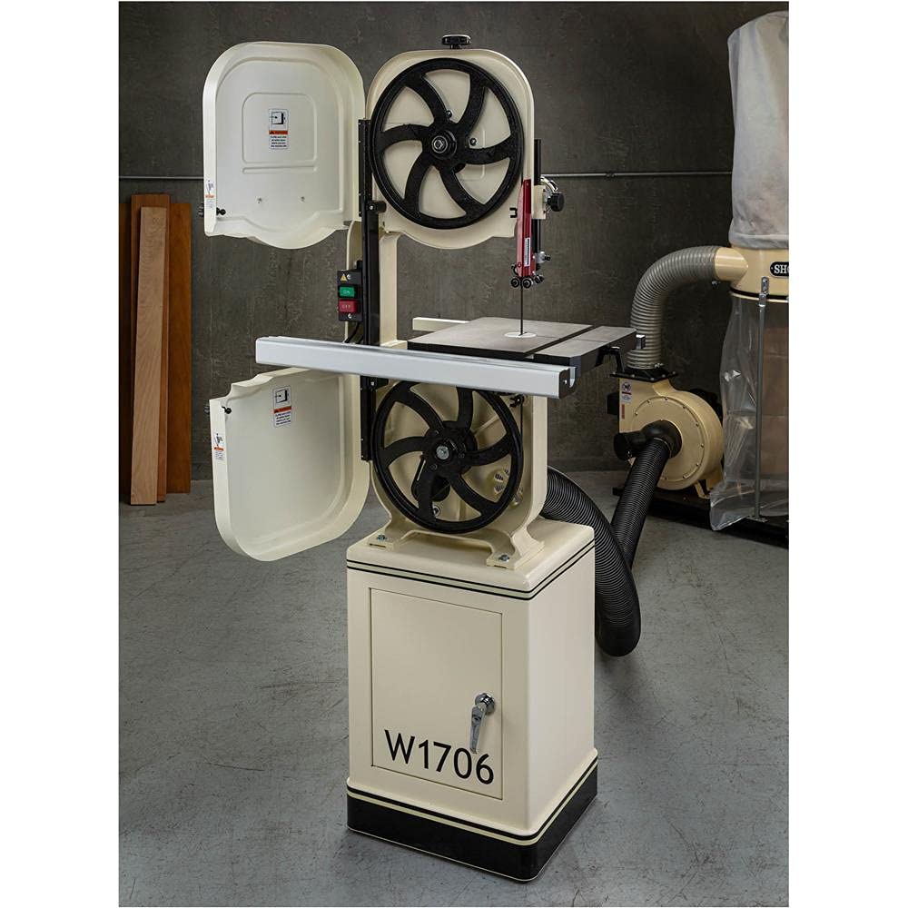 Shop Fox W1706 14" Bandsaw with Cast Iron Wheels & Deluxe Aluminum Fence Shop Fox