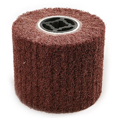 Flap Burnishing Wheel - Atoplee 120x100mm 80 Grit Non-Woven Abrasive Polishing Flap Burnishing Wheel for Wire Drawing Metal Iron Aluminum Polishing ATOPLEE