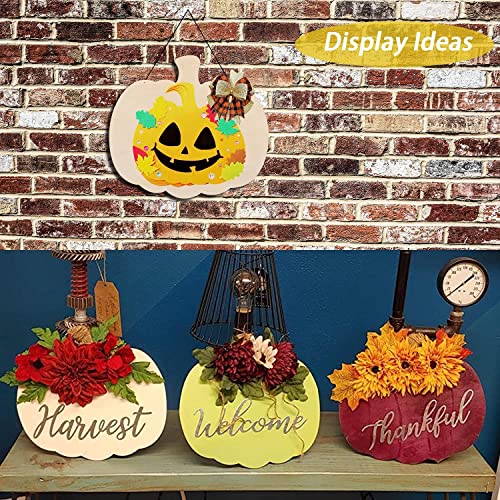 24 Pieces Large Wooden Pumpkin Cutouts 11 Inches Unfinished Wood Craft Cutout Blank Pumpkin Shape Cutout for Halloween Fall Thanksgiving Party DIY MixTeach