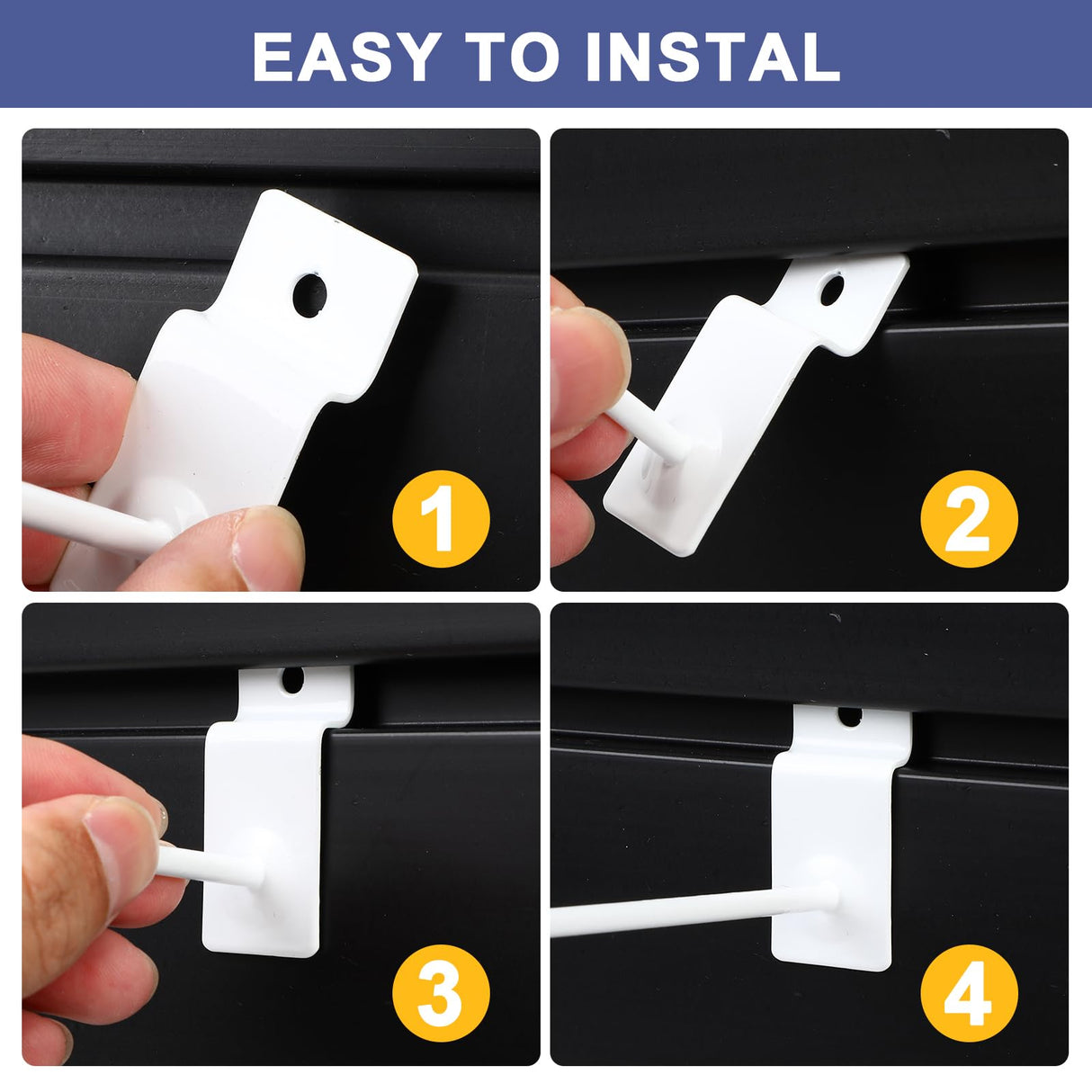 Tandefio 100 Pcs Slatwall Hooks 6 Inch Panel Display Hooks Metal Slat Wall Hanging Hooks Pegboard Heavy Duty Slat Board Hooks for Garage Retail Shop Tandefio
