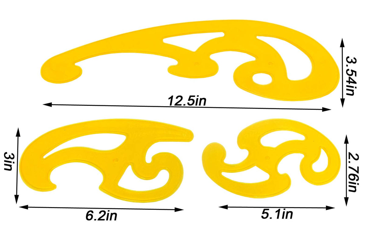 Vincilee 6 Pieces Plastic French Curve Ruler Drafting Drawing Template Tool Multi-Function Comic Template Tool 6 Sizes Vincilee