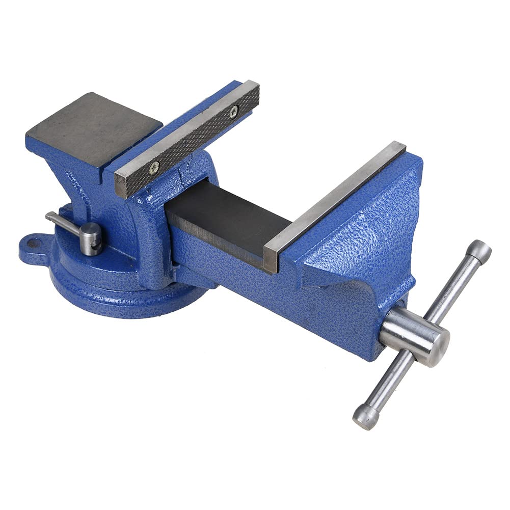 5" Heavy Duty Bench Vise with Anvil Swivel Table Top Clamp Locking Base Sanheshun