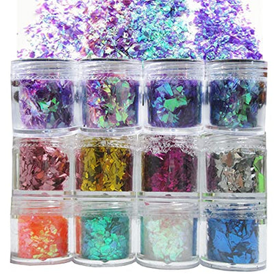 12 Colors Iridescent Chunky Glitter Flakes Kit Irregular Resin Epoxy Art Craft Paint Glitters Sparkles Accessories Festival Cosmetic Body Glitter