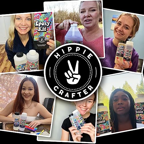 Crystal Clear Epoxy Resin 1/2 Gallon Kit 2 Part Epoxy Resin for Tumblers, Wood, Table Top, Countertop, Bar & Craft Art, Resin Molds Clear Casting HIPPIE CRAFTER