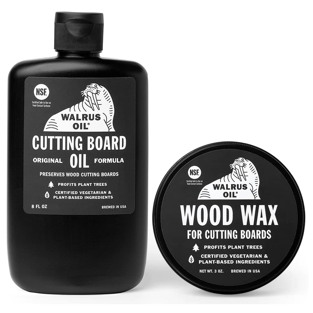 WALRUS OIL - Cutting Board Oil and Wood Wax Set. For Cutting Boards, Butcher Blocks, Wooden Spoons, and Bowls. 100% Food-Safe. Walrus Oil