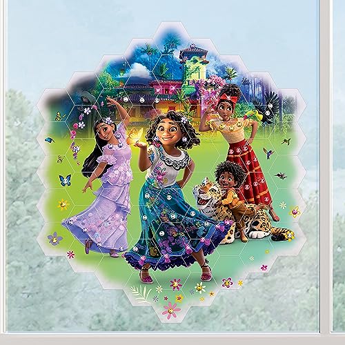 Make It Real Disney: Window Art Mosaic - Encanto - 66 pcs, Reusable Puzzle Window Clings, Creates a 12.2 x 13.5 Image, Kids Ages 6+ Make It Real