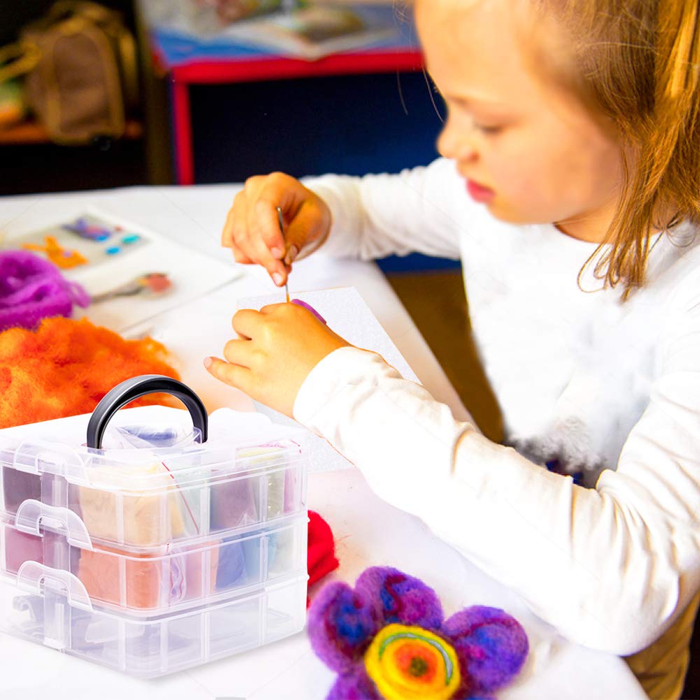 JUPEAN Needle Felting Kit, Wool Roving (5g/Color), Complete Needle Felting Starter Kit with Basic Felt Tools and Supplies Wool Fibre Spinning Craft JUPEAN