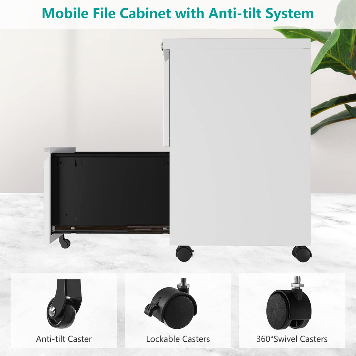 LISSIMO Metal File Cabinets with 2 Drawer,Under Desk Locking File Cabinet for Legal Letter Files, Office Storage Cabinet with Wheels Assembly LISSIMO