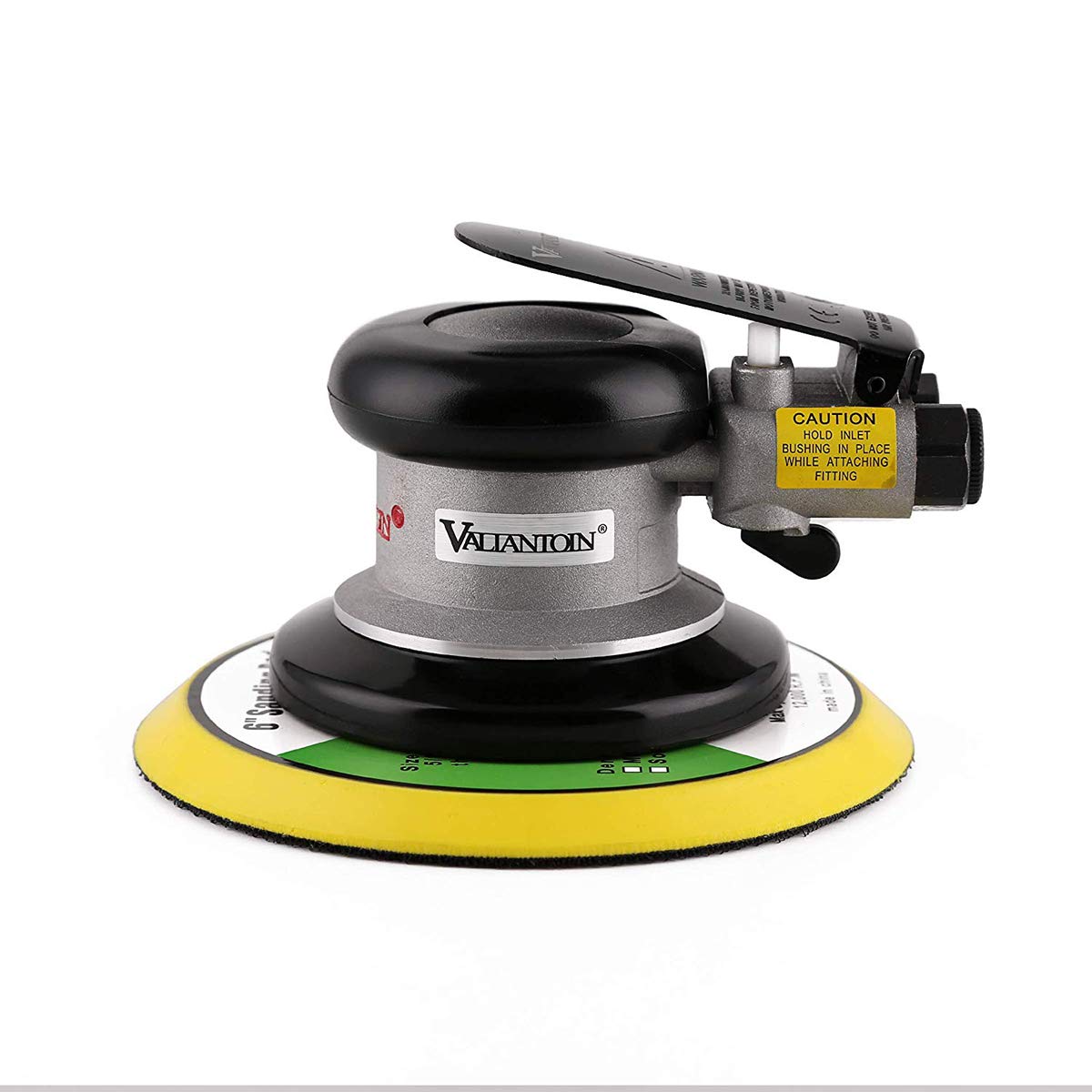 Valianto 6" Professional Air Random Orbital Palm Sander with 1pc 6" Backup Plate, Heavy Duty Dual Action Pneumatic Sander Silver Valianto