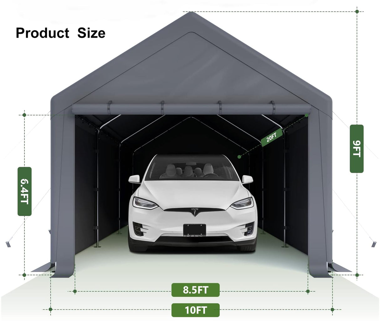 10x20ft Heavy Duty Carport with Removable Sidewalls,All Weather Carport Garage Party Tent Large Outdoor Canopy Storage Shed for Auto,Truck,Boat,Party Grezone