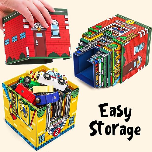 Atoylink Toddler Sorting and Stacking Toys with Magnetic Wooden Cars & Community Helpers, Baby Number Blocks Nesting Boxes Preschool Learning Atoylink