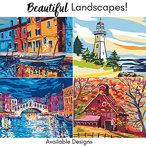 Plaid Fall Landscape Modern Kit, 14" x 14" Paint by Numbers for Adults and Kids, Easy-to-Follow DIY Crafts, Art Supplies with A Textured Finish, Plaid
