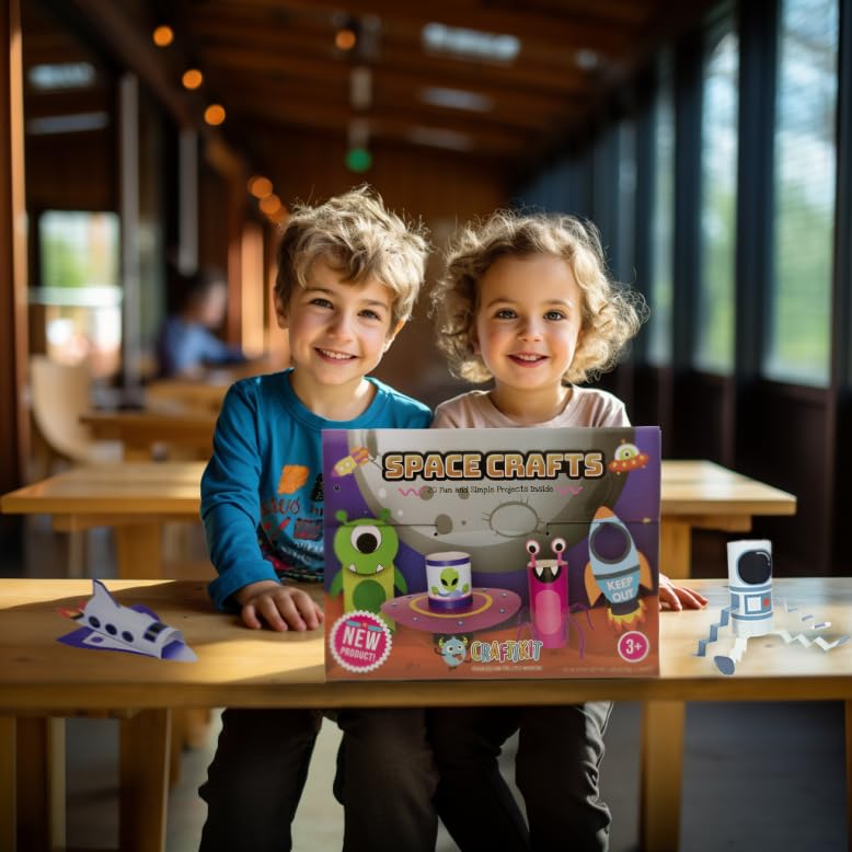 Craftikit ® Space Arts and Crafts for Kids - 20 Simple All-Inclusive Fun Toddler Craft Kit for Kids - Organized Crafts for Toddlers Ages 3-10 - Craftikit