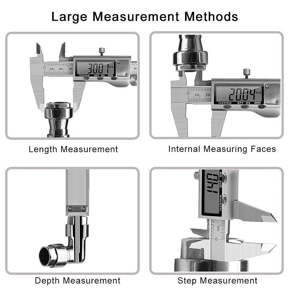 Digital Caliper, Caliper Measuring Tool with Stainless Steel, Electronic Micrometer Caliper with Large LCD Screen, Auto-Off Feature, Inch and LOUISWARE