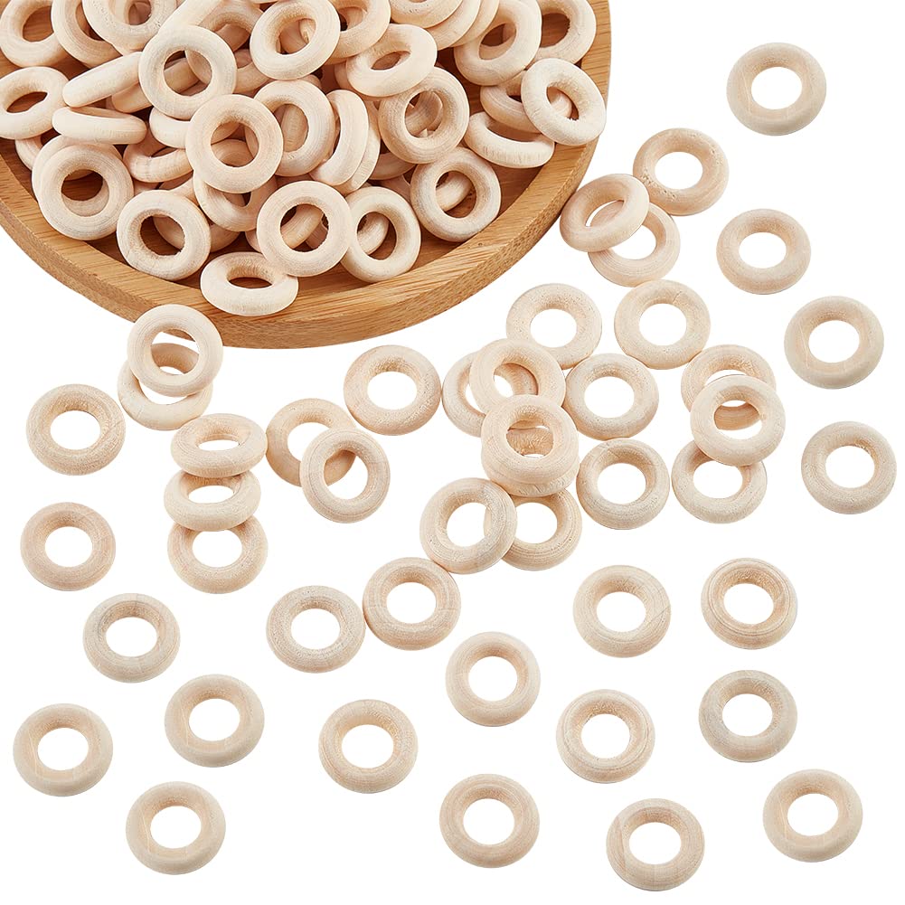 NBEADS 400 Pcs Wooden Linking Rings, 15mm Unfinished Round Wooden Charm Donut Circle Linking Rings Pendant Blank Wooden Loop for Earring Jewelry DIY NBEADS