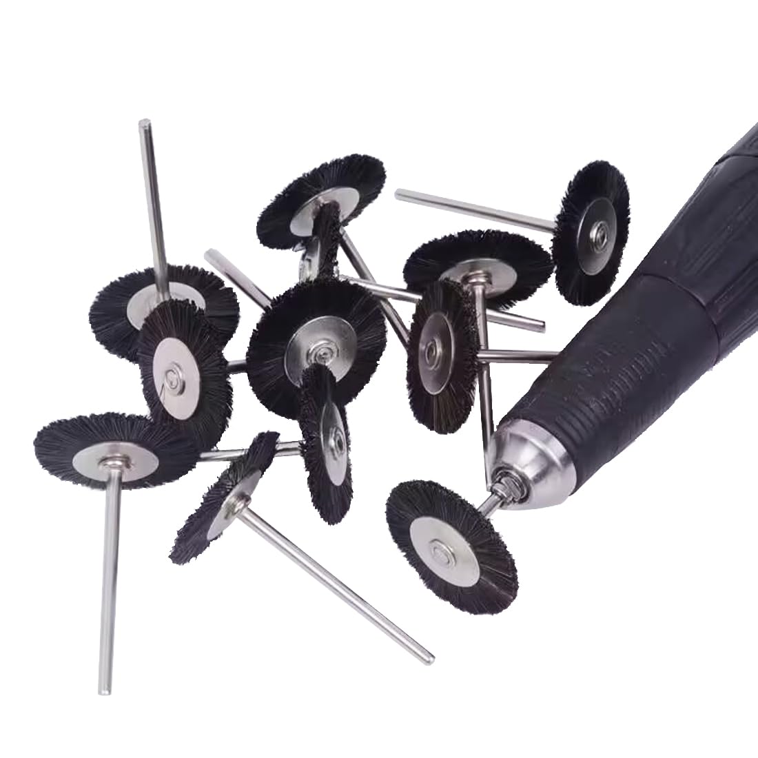 ๐๐ฎ๐จ ๐ค๐ 20 Pcs T Shape Nylon Bristle Brush Set, 3/32 Inch Shank Abrasive Polishing Brushes Wheel for Rotary Tool(Black) Luo ke