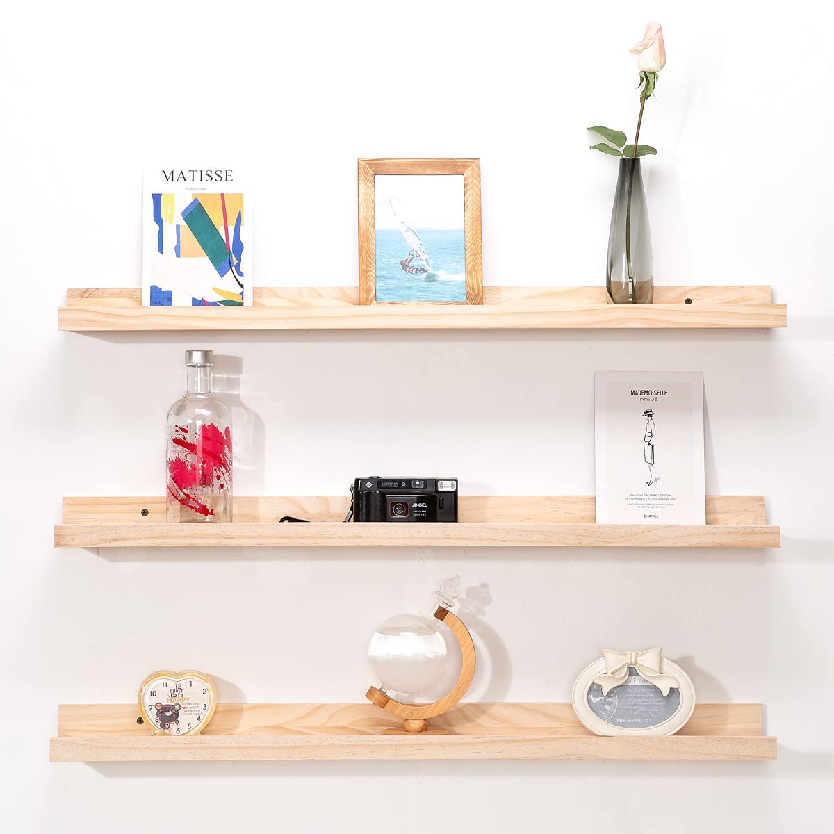 MBYD 36 Inch Natural Wood Floating Shelves - Wall Mounted Picture Ledge for Home and Office MBYD