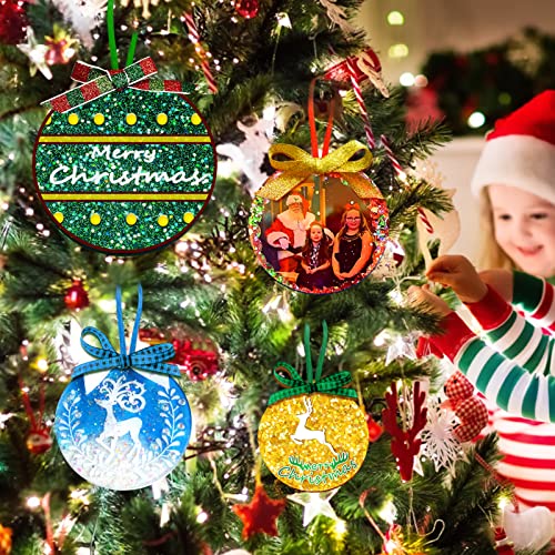 Juome Christmas Ornaments Resin Molds Silicone, 4 Pcs Round Shape Pendant Christmas Molds for Epoxy Resin, DIY Crafts Keychain Making Christmas Tree Juome