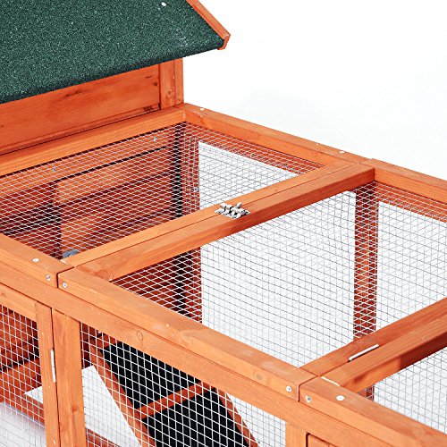 PawHut Dual Wooden Chicken Coop with Garden Bed, Large Outdoor Hen House with Nesting Boxes Removable Trays, Ramps Run, for Garden Backyard, 123" x PawHut