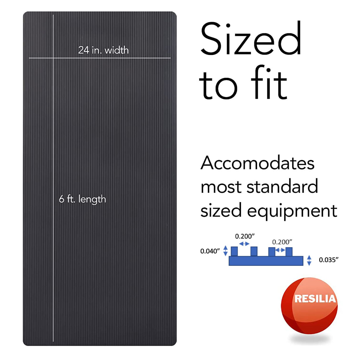 Resilia - Utility Runner- 24 inch Wide Black Plastic- Embossed Wide Rib Pattern - Tool Box Liner, Garage Drawer & Shelf Organization, Workbench RESILIA