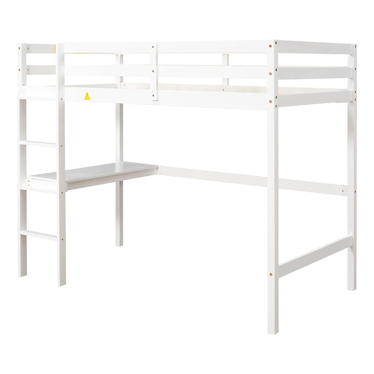 Bellemave Twin Loft Bed with Desk - Stylish Wooden Frame in White for Kids Bellemave
