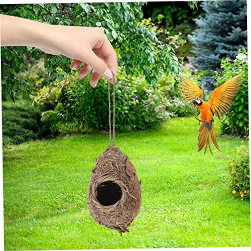 LIOOBO Straw Bird Nest Straw Bird Breeding Hummingbird Straw Toy Parrot Bird Bed Parrot Bed Unfinished Birdhouses Woven Bird Hut Out Door Decor LIOOBO