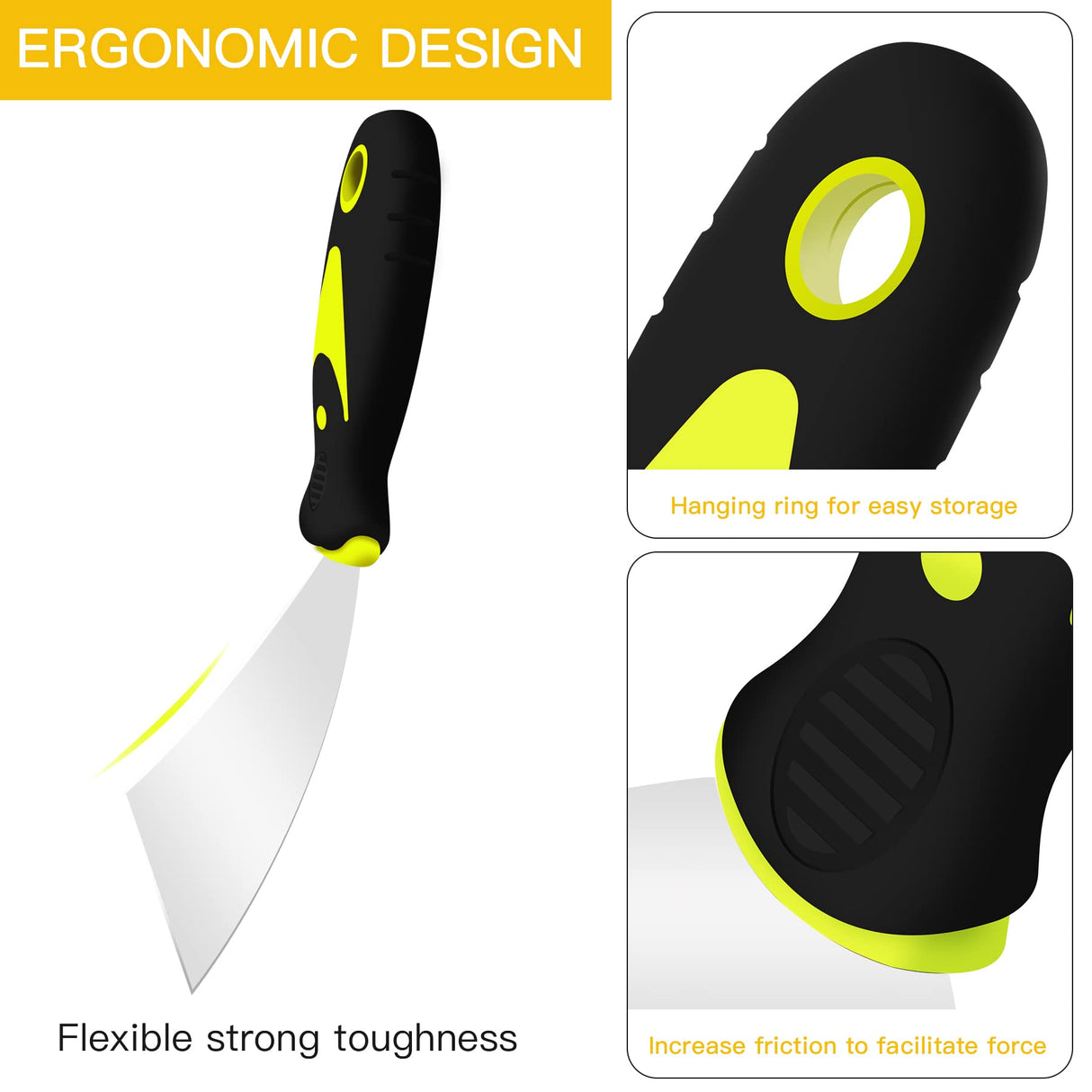 Putty Knife Scrapers, 1.5 Inch Spackle Knife, Metal Scraper Tool for Drywall Finishing, Plaster Scraping, Decals, and Wallpaper DEKEones