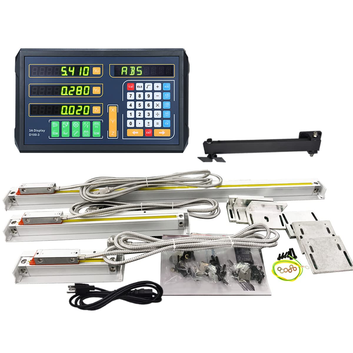 Baykunl18" 20" 36" Digital Readout 3 Axis DRO Display for Bridgeport Milling Lathe Machine 470mm+520mm+920mm Travel Length, US Stock Baykunl