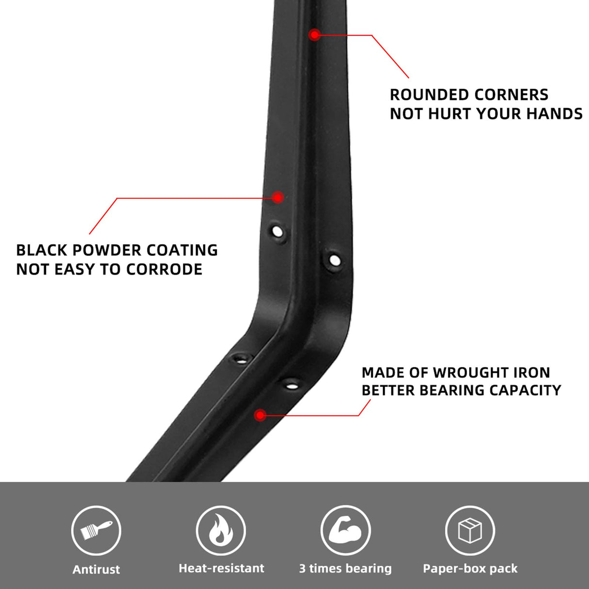 20 Pack Black Shelf Brackets 10 inch, Heavy Duty DIY Floating Wood Shelf Bracket Decorative Rustic L Bracket, J Brackets Metal Joint Angle Bracket Jorohiker