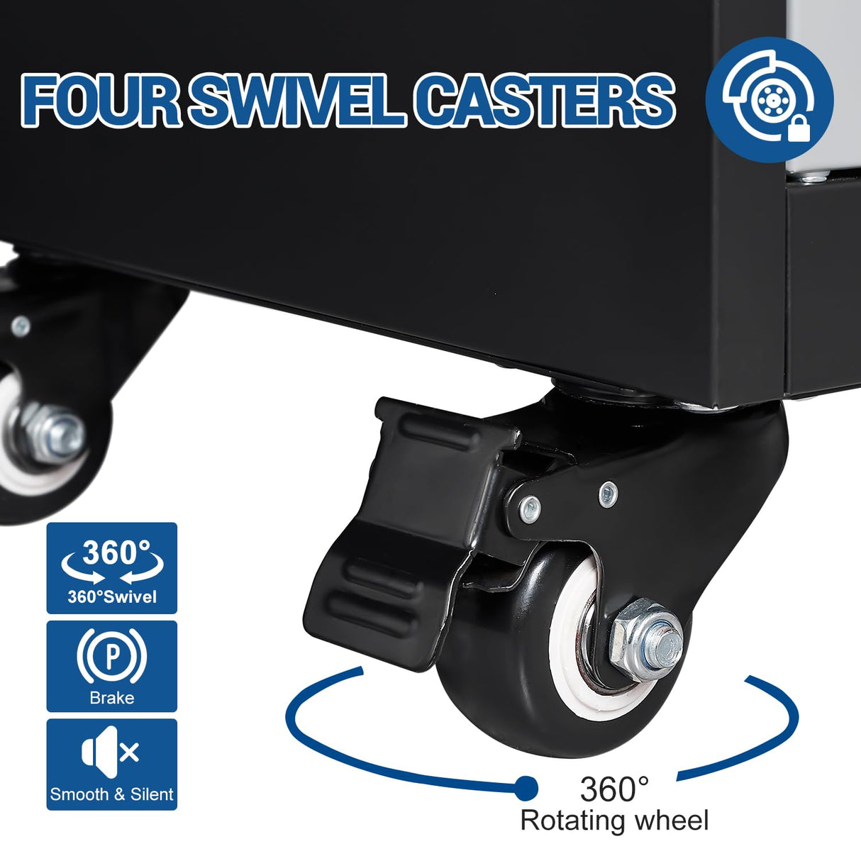 Fesbos 73" Metal Cabinet-Black&Gray Heavy Duty Rolling Storage Cabinet Steel Tool Cabinets with Wheels, Shelves, Lockable Doors and Drawers- for Fesbos