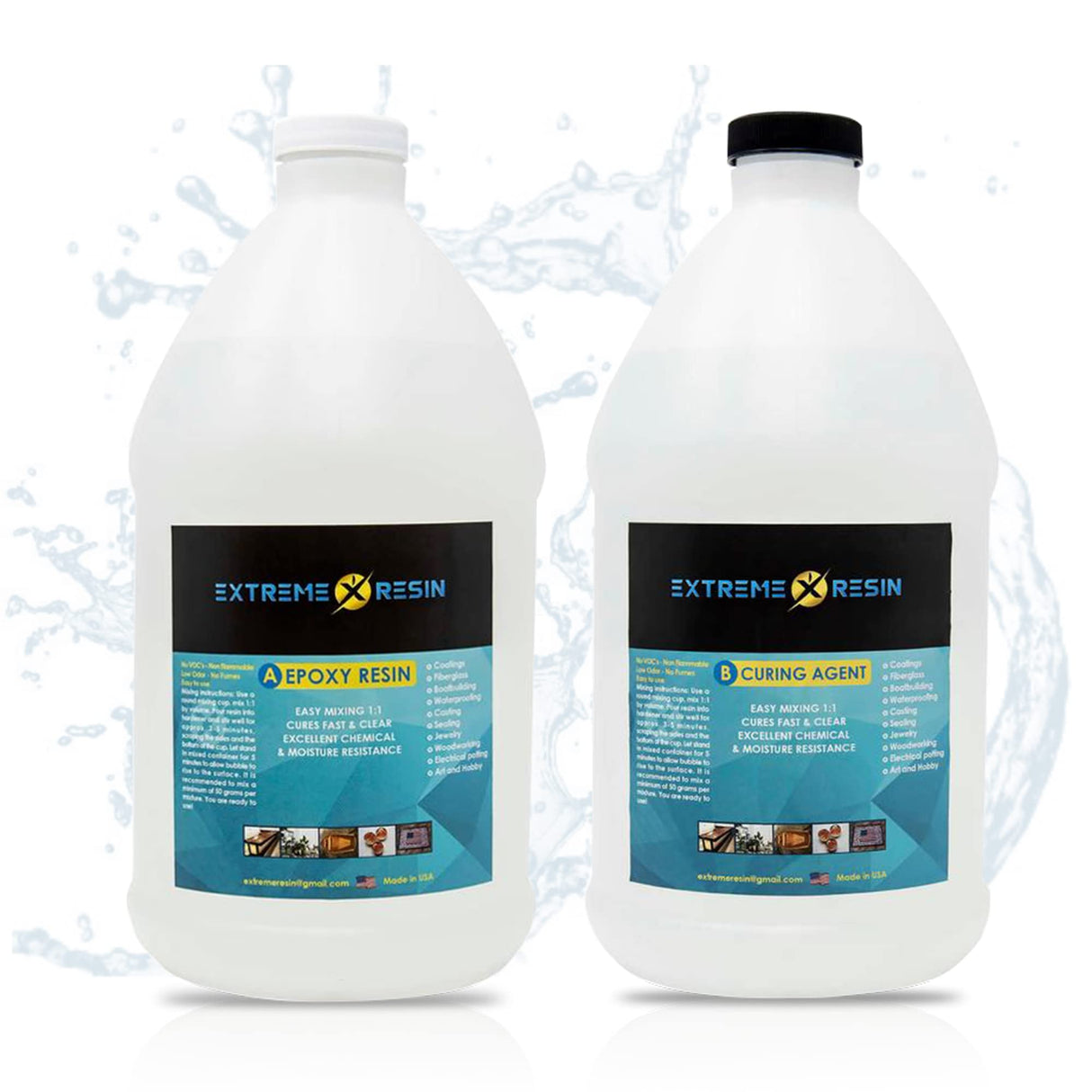 EXTREME RESIN Superior Clear Epoxy Resin Commercial Grade for General Use No VOC Self Leveling Non-Flammable 1 Gallon Kit 1:1 Extreme Resin