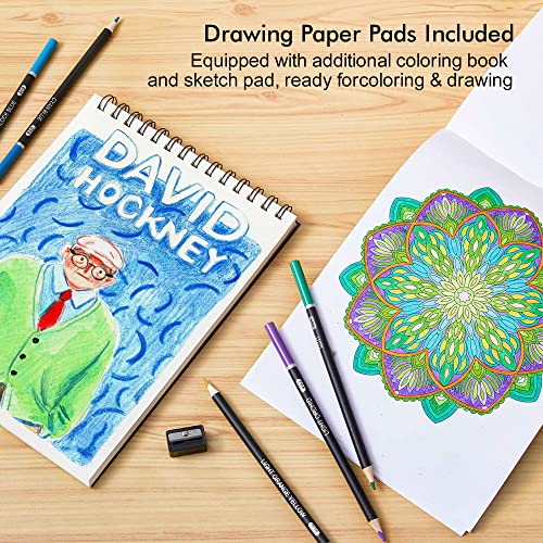 Shuttle Art Colored Pencils and Sketch Pad Bundle, Set of 174 Colors Professional Colored Pencils + 160 Sheets Artist Sketch Books Shuttle Art