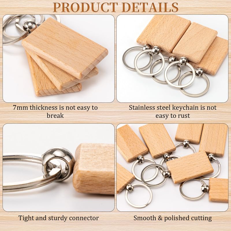 Yangbaga 50Pcs Natural Wood Slices-Wooden Keychain Blanks Unfinished Wood Slice for Laser Engraving,Christmas Crafts Wooden Circles for DIY Christmas Yangbaga