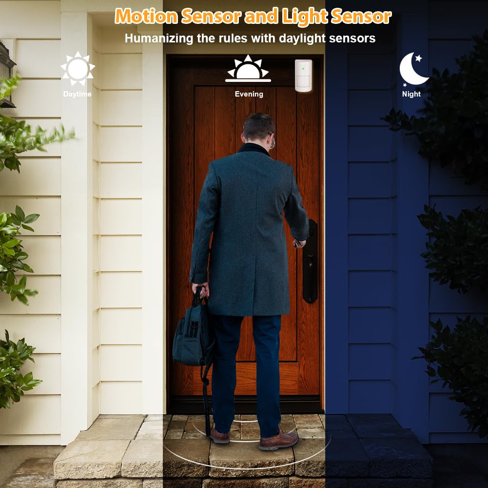 Motion Sensor Switch with Outlet, ASOFTY PIR Wireless Motion Sensor Plug with Light Sensor, Adjustable Sensitivity, IP54 Waterproof, Auto Activated ASOFTY