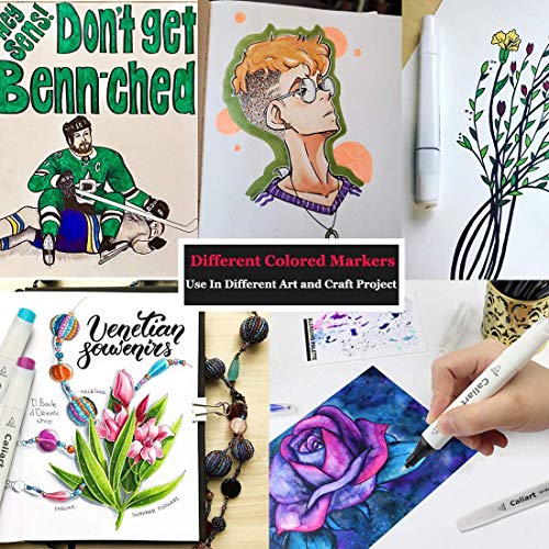 Caliart Alcohol Markers, 100 Colors Dual Tip Art Markers Sketch Markers Pens Permanent Alcohol Based Markers with Case for Adult Kids Halloween Caliart