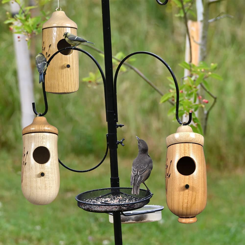 BOMEIQEE Hummingbird House, 4.5 Inches Mini Bird House, Wooden Hummingbird Swing Nest for Outside Hanging, Pet Cottage for Wren Swallow Sparrow Bomeiqee