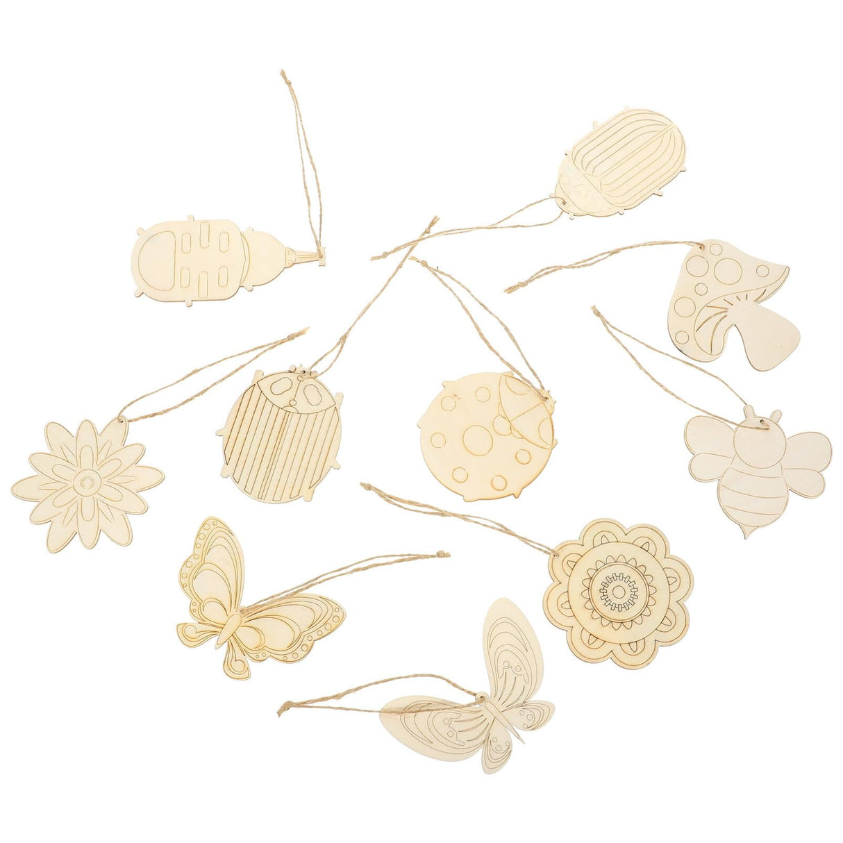 VILLCASE Unfinished Wooden Cutouts 30pcs Small Butterfly Bee Flower Shaped Wood Slices Blank Wood Animal Pieces for DIY Painting Crafts VILLCASE