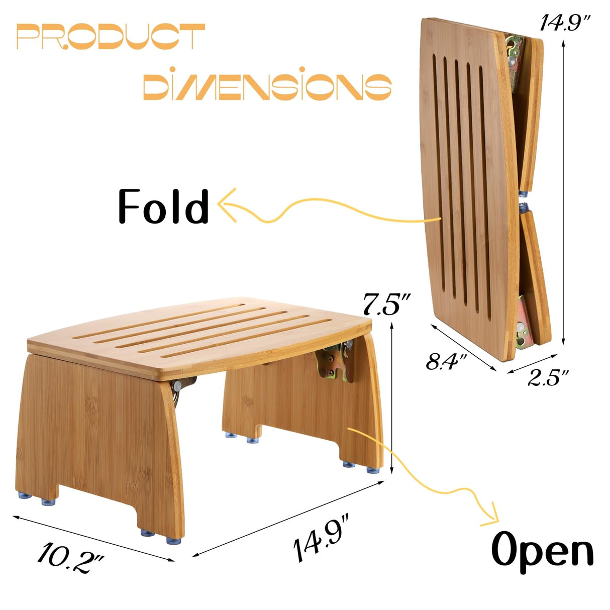 Lyellfe Bamboo Folding Step Stool, Non-Slip Leg Shaving Foot Rest Chair, Foldable One Step Stool for Home, Adults, Support up to 300lbs, Fully Lyellfe