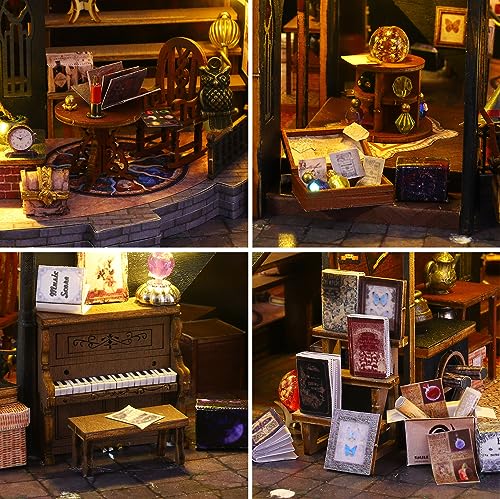 Spilay Dollhouse Miniature with Furniture,DIY Wooden Crafts Magic Doll House Mini Handmade Kit with Dust Proof Cover and Music Movement,1:24 Scale Spilay