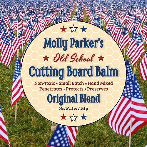 Molly Parker's Old School Cutting Board Balm - Wood Finish - Cutting Board Sealer - Non Toxic - Beeswax - Food Safe - Made in America WoodArtSupply
