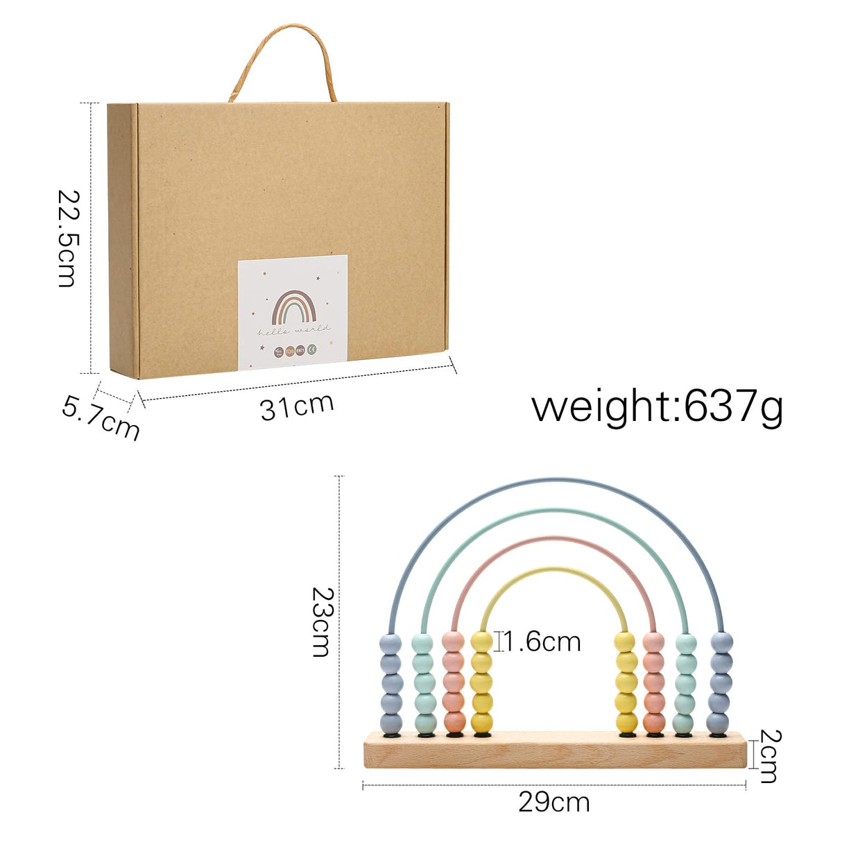 ibwaae Wooden Rainbow Abacus Beads Counting Toys Kids Early Math Skills Montessori Educational Learning Games for Toddler ibwaae