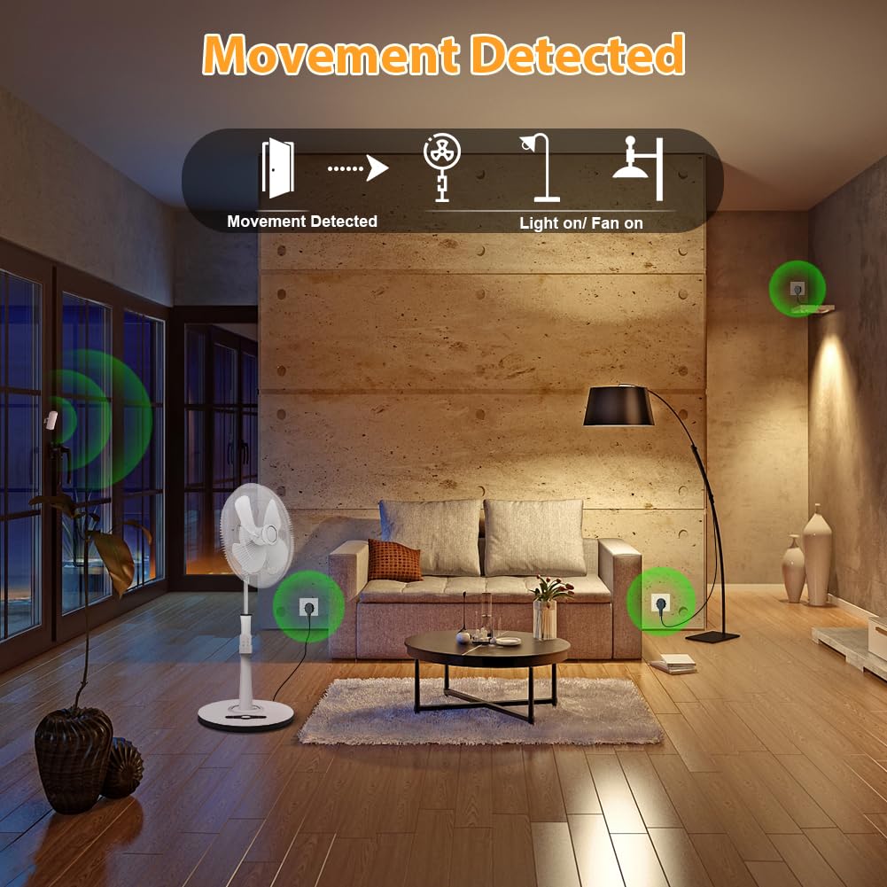 Motion Sensor Switch with Outlet, ASOFTY PIR Wireless Motion Sensor Plug with Light Sensor, Adjustable Sensitivity, IP54 Waterproof, Auto Activated ASOFTY