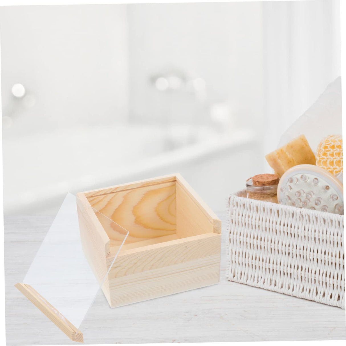 NOLITOY Box Storage Wooden Box Earring Desk Topper Tip Jar Desk Tray Party Gifts Supplies Wooden Tea Organizer Wooden Crates Unfinished Wooden Tray NOLITOY