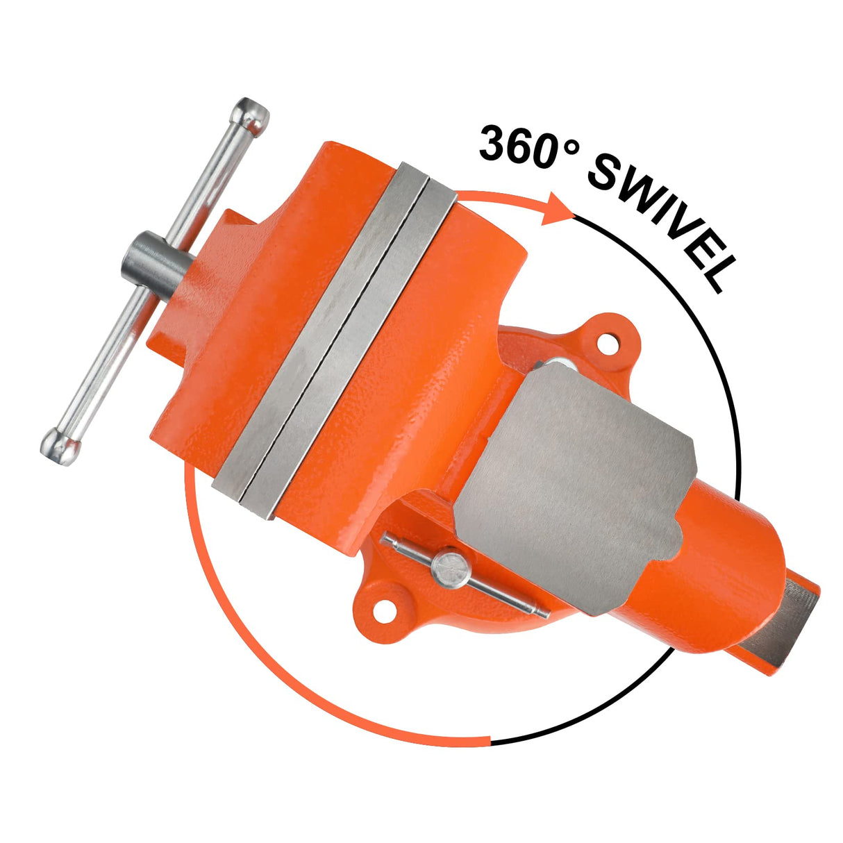 PONY Heavy Duty Bench Vise, 5-inch Jaw Width 4-inch Jaw Opening, Swivel Base with Anvil, Utility Combination Pipe Home Vise for Woodworking, One-Pair PONY