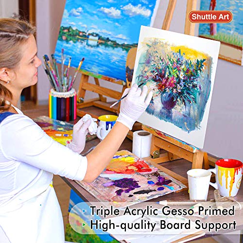 Shuttle Art Painting Canvas Panel, 52 Multi Pack, 5x5, 6x6, 8x8, 10x10 inch (13 PCS of Each), 100% Cotton Art Canvas Board Primed White, Blank Canvas Shuttle Art