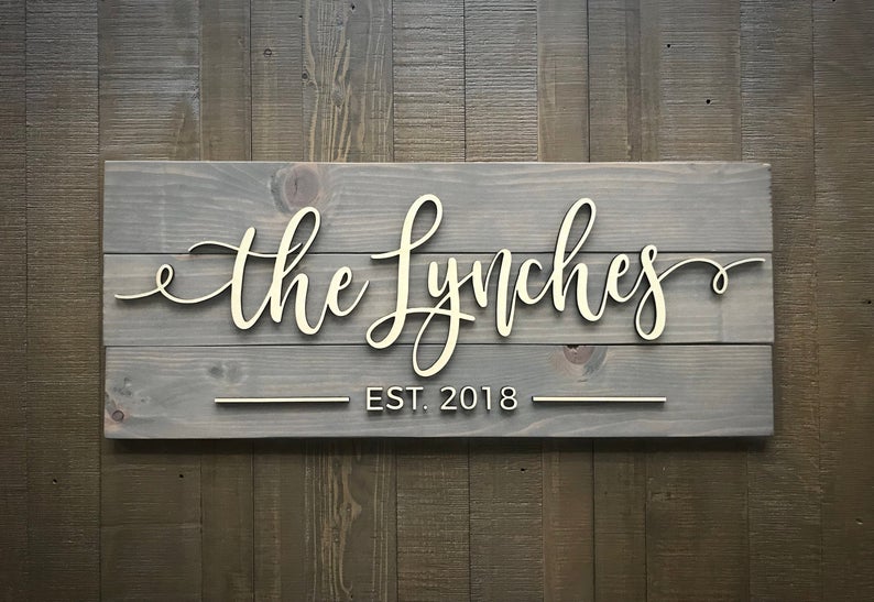 Custom Wood Sign Personalized Handmade Wedding Gift Wood Wall Art Personalized Sign Last Name Sign Established Sign Wooden Signs Bridal Shower Gift Generic